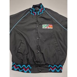 Vintage BNSF Sante Fe Railroad‎ West Ark Aztec Black Bomber Jacket Coat - XL